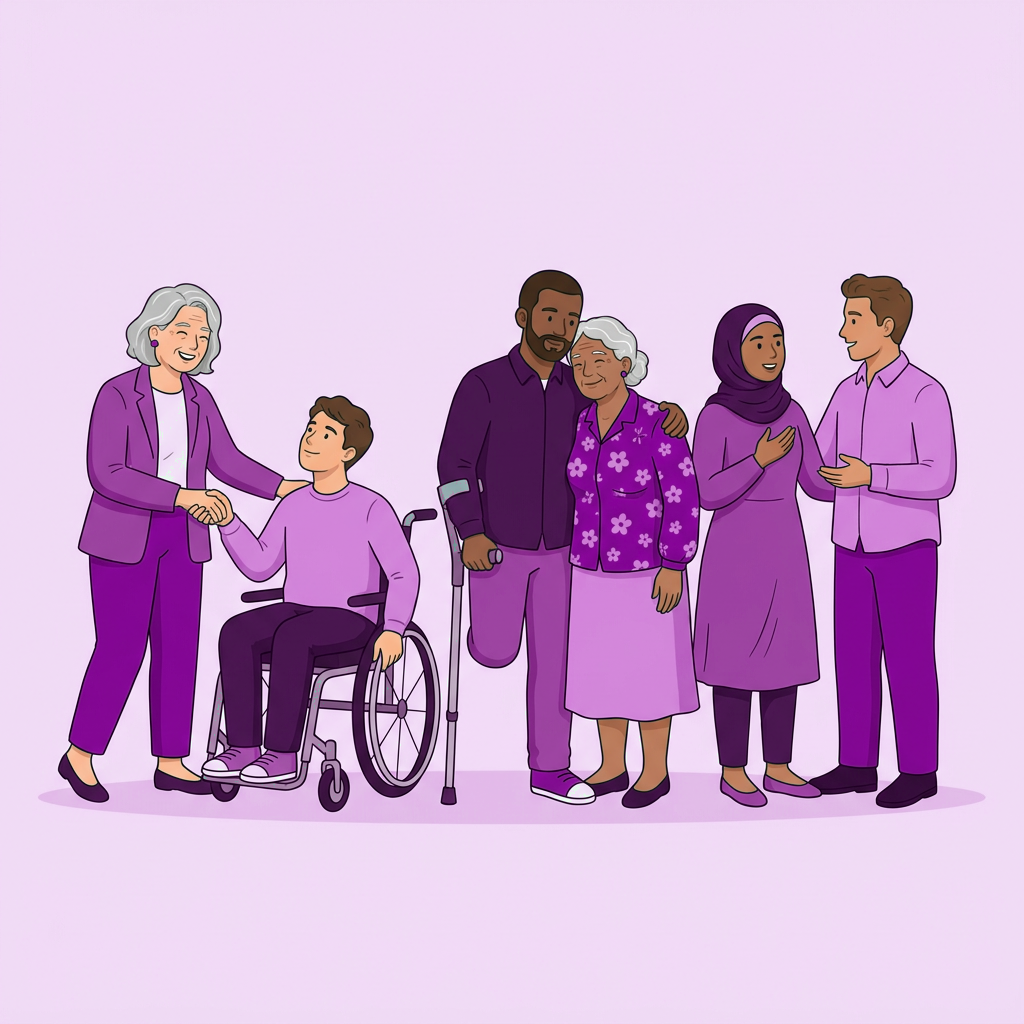 A young adult and a caring support worker connecting warmly